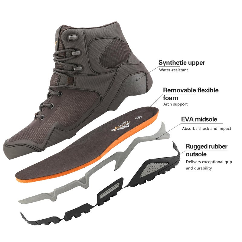 NORTIV 8 Men's Mid Waterproof Hiking Boots Outdoor Lightweight Trekking Mountaineering Camping Shoes,Size 9,Dark Brown,JS19005M - Image 5